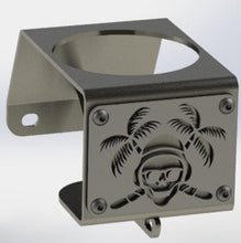 Load image into Gallery viewer, Steel cup holder with "Skull and Palms" logo design inside Jeep YJ