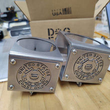 Cargar imagen en el visor de la galería, Metal cup holder with USCG logo mounted to dash of Jeep Wrangler YJ