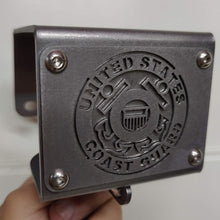 Cargar imagen en el visor de la galería, Metal cup holder with USCG logo mounted to dash of Jeep Wrangler YJ