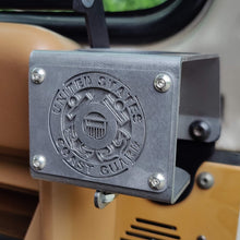 Cargar imagen en el visor de la galería, Metal cup holder with USCG logo mounted to dash of Jeep Wrangler YJ