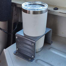 Load image into Gallery viewer, Steel cup holder with Puerto Rican Flag design inside Jeep YJ