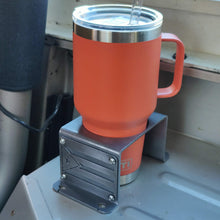 Load image into Gallery viewer, Steel cup holder with Puerto Rican Flag design inside Jeep YJ