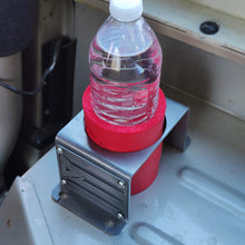 Load image into Gallery viewer, Steel cup holder with Puerto Rican Flag design inside Jeep YJ