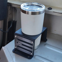 Load image into Gallery viewer, Steel cup holder with Puerto Rican Flag design inside Jeep YJ