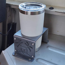 Load image into Gallery viewer, Metal cup holder mounted in rear of Jeep YJ