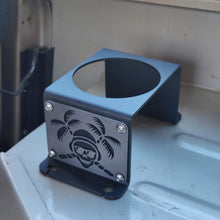Load image into Gallery viewer, Metal cup holder mounted in rear of Jeep YJ