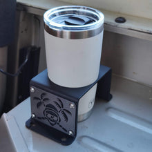 Load image into Gallery viewer, Metal cup holder mounted in rear of Jeep YJ