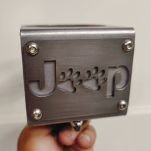 Cargar imagen en el visor de la galería, Metal cup holder with "Jeep Dog" logo inside Jeep YJ
