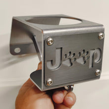 Cargar imagen en el visor de la galería, Metal cup holder with "Jeep Dog" logo inside Jeep YJ