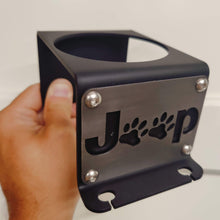 Lade das Bild in den Galerie-Viewer, Metal cup holder with "Jeep Dog" logo inside Jeep YJ