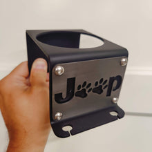Cargar imagen en el visor de la galería, Black metal cup holder mounted near rear seats of Jeep Wrangler YJ