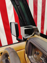 Carica l'immagine nel visualizzatore di Gallery, Side view of steel cup holder that is mounted in Jeep TJ.  American flag in the background