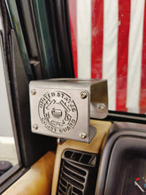 Cargar imagen en el visor de la galería, Metal cup holder that has USCG logo mounted on drivers side of TJ Jeep