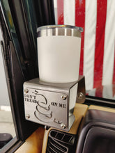 Carica l'immagine nel visualizzatore di Gallery, Metal made in the USA cup holder with "Don't Tread On Me" logo installed in TJ Jeep