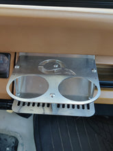 Load image into Gallery viewer, Stainless steel metal double cup holder mounted to dash of Jeep Wrangler YJ with beige interior